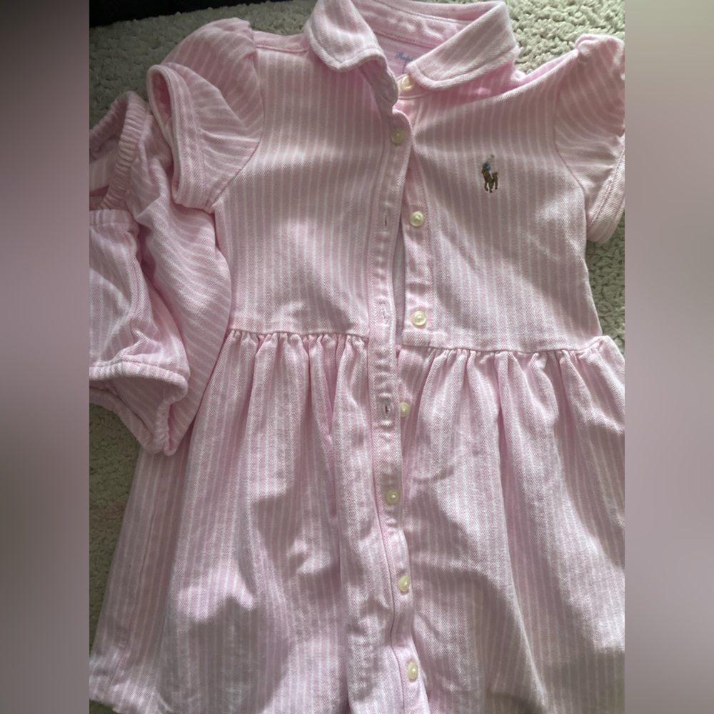 Ralph Lauren Light Pink Striped Cotton Dress